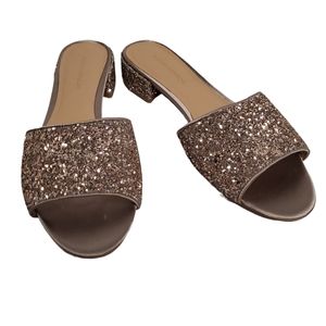 NEW WITH BOX Banana Republic Gold Glitter Low Heel Slide